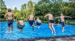 Gemeinsamer Sprung ins kühle Nass
