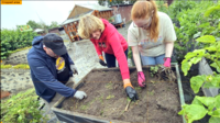 Arbeiten am Hochbeet